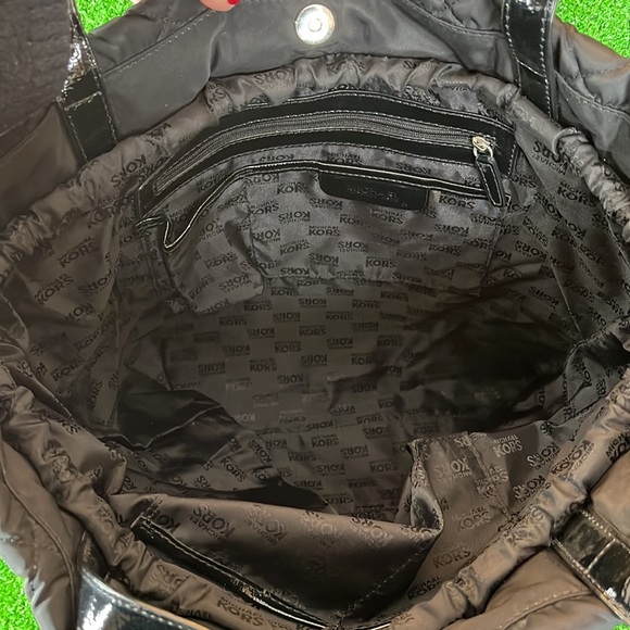 Michael Michael Kors BlackNylon Quilted Tote with Silver MK ACCENTS - Picture 5 of 11